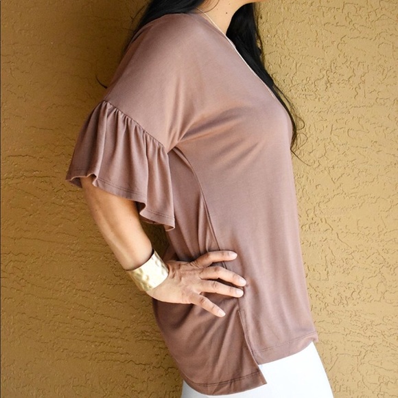 Bamboo Rufffle Sleeve Top - Picture 2 of 3